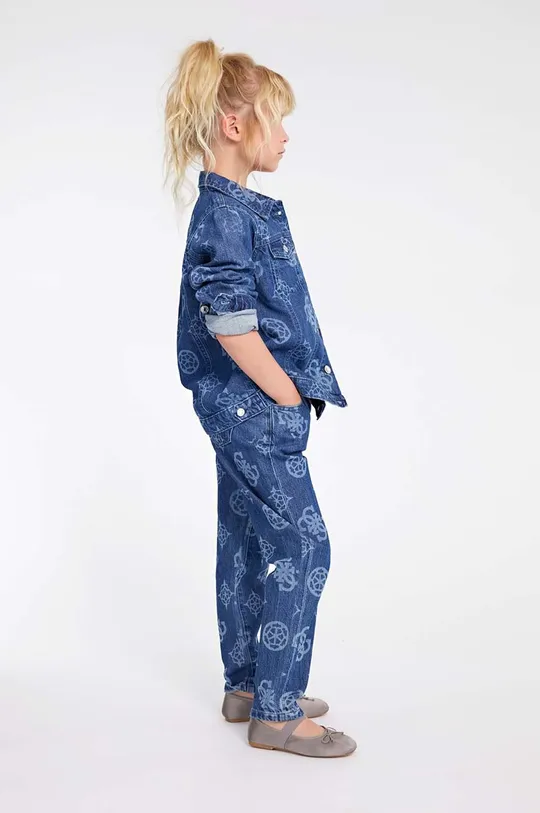 modra Otroška jeans jakna Guess Dekliški