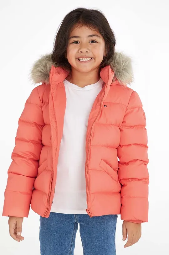 помаранчевий Дитяча пухова куртка Tommy Hilfiger Для дівчаток