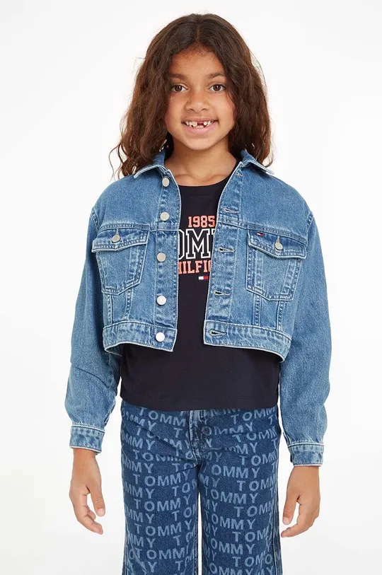 niebieski Tommy Hilfiger kurtka jeansowa dziecięca Dziewczęcy