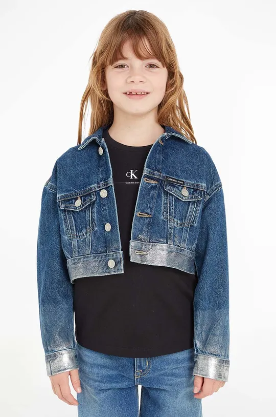 блакитний Дитяча джинсова куртка Calvin Klein Jeans Для дівчаток