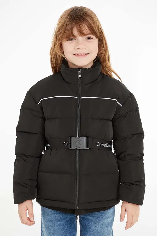 czarny Calvin Klein Jeans kurtka dziecięca Dziewczęcy