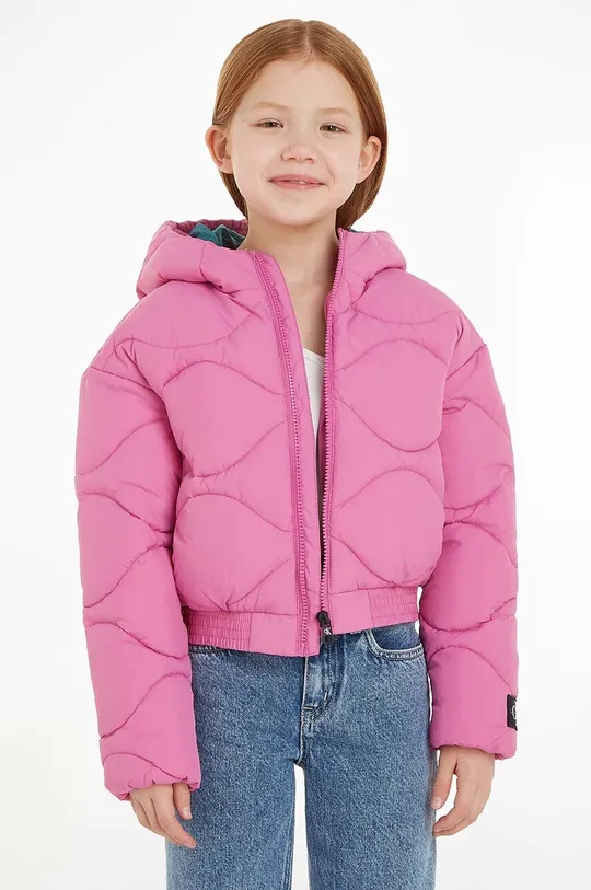 roza Otroška jakna Calvin Klein Jeans Dekliški