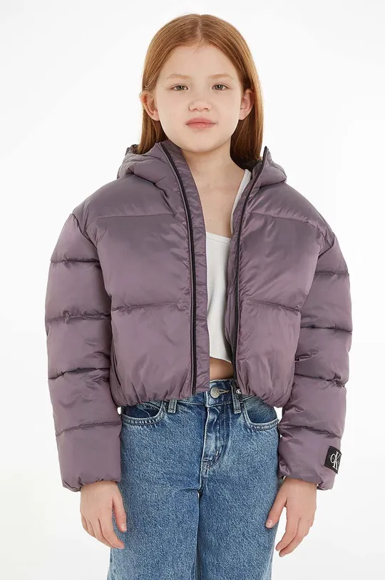 szary Calvin Klein Jeans kurtka dziecięca Dziewczęcy