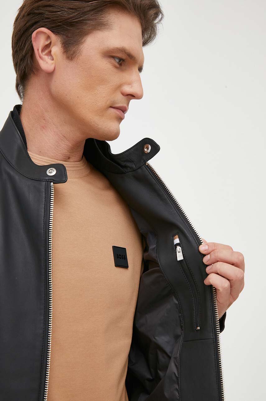 BOSS kurtka skórzana męska kolor czarny przejściowa | Answear.com