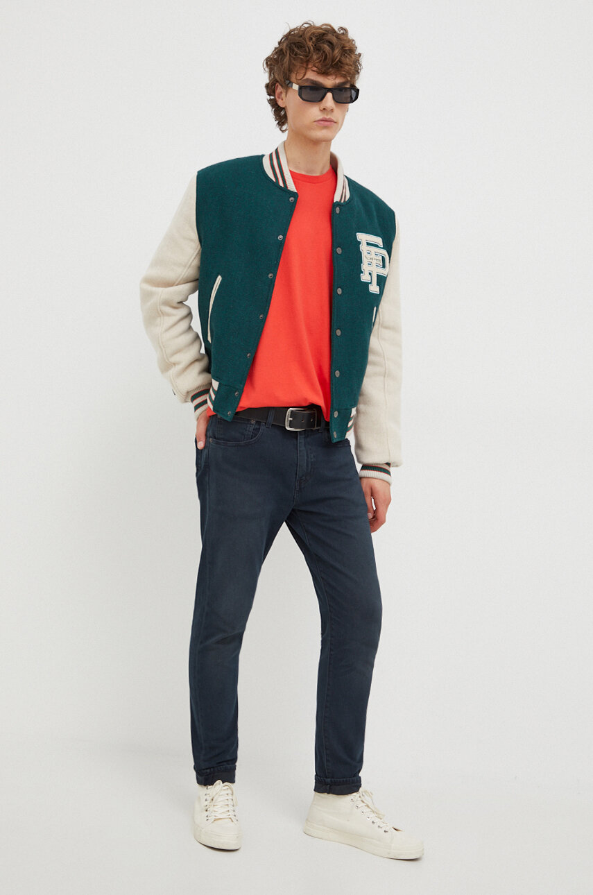 Vlnená bunda bomber Filling Pieces Varsity Jacket zelená