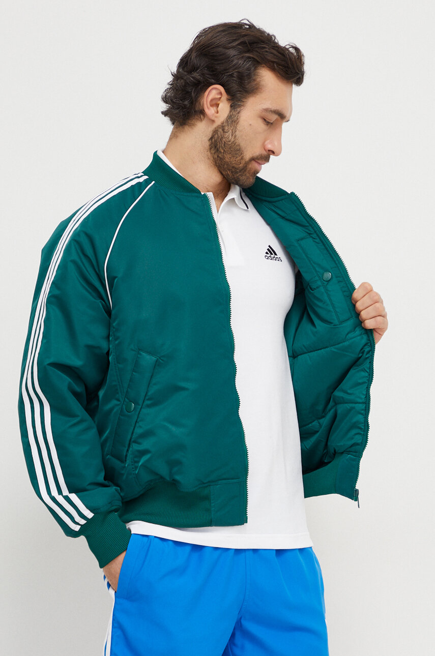 Куртка-бомбер adidas Originals мужской цвет зелёный переходная | ANSWEAR.ua