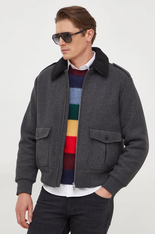 grigio United Colors of Benetton giacca in misto lana Uomo