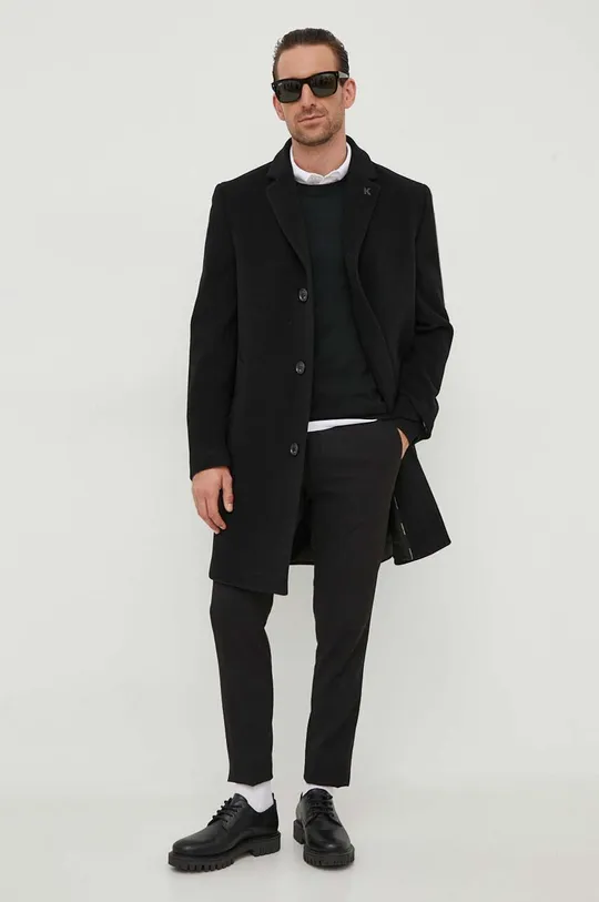 μαύρο Μάλλινο παλτό Karl Lagerfeld
