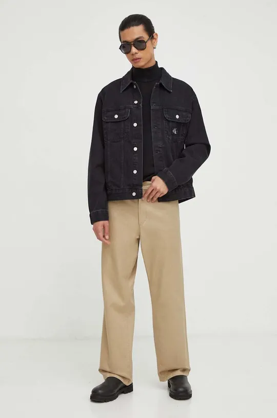 Τζιν μπουφάν Calvin Klein Jeans μαύρο