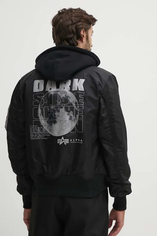 Alpha Industries bomber jacket MA-1 VF Hood Dark Side Insole: 100% Nylon Filling: 100% Polyester Basic material: 100% Nylon Hood lining: 75% Cotton, 25% Polyester