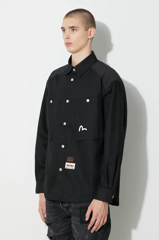 чёрный Джинсовая куртка Evisu Seagull and Slogan Print