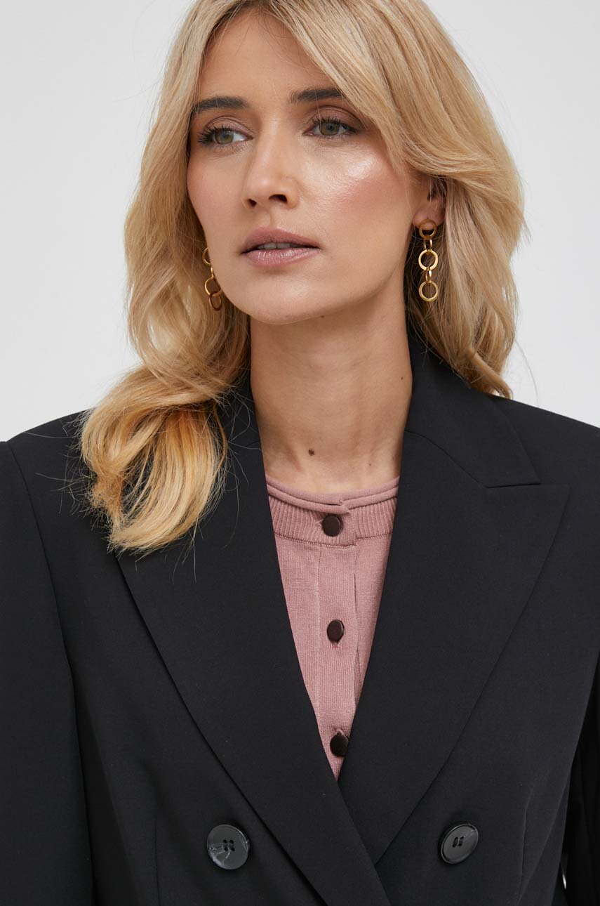 Sisley marynarka kolor czarny dwurzędowa gładka | Answear.com