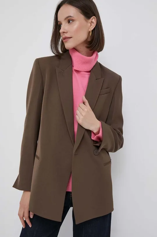 коричневый Пиджак с примесью шерсти Calvin Klein Женский
