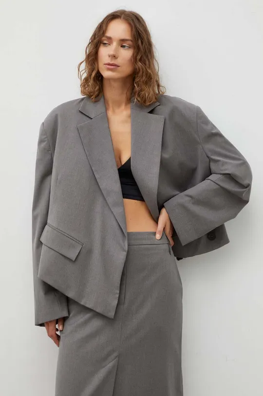 grigio Remain blazer con aggiunta di lana