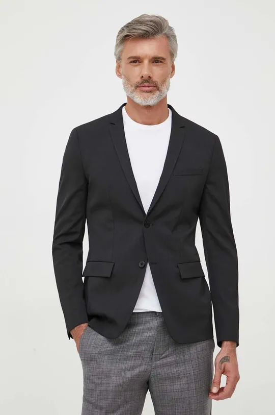 чёрный Пиджак с примесью шерсти Calvin Klein Мужской