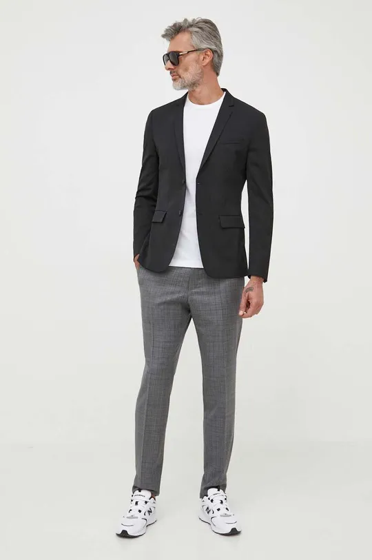 Calvin Klein blazer con aggiunta di lana nero