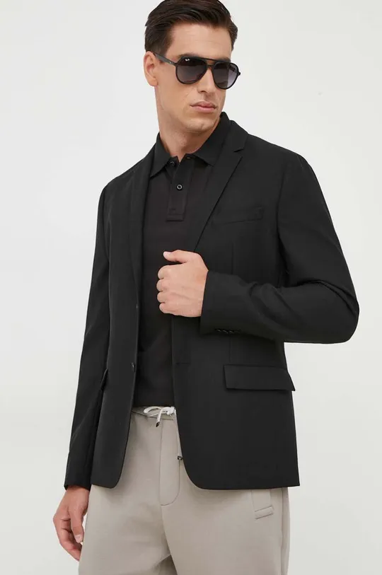 чёрный Шерстяной пиджак Calvin Klein Мужской