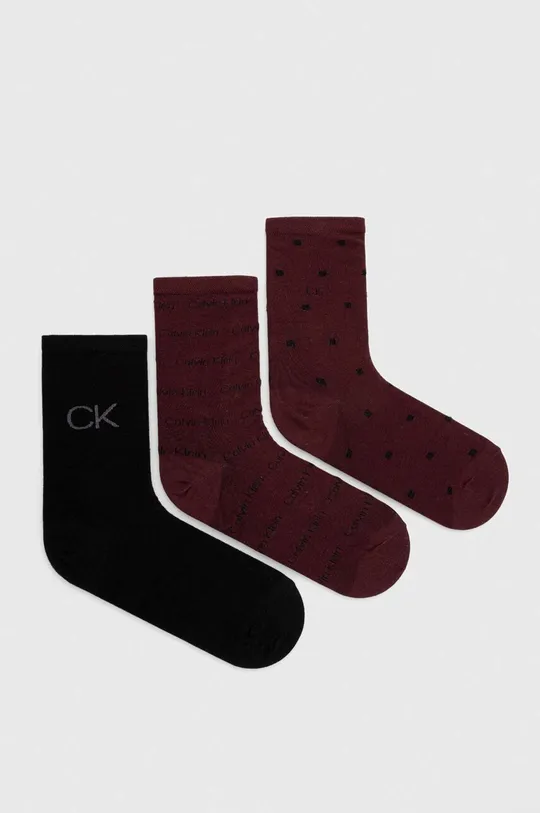 burgundské Ponožky Calvin Klein 3-pak Dámsky