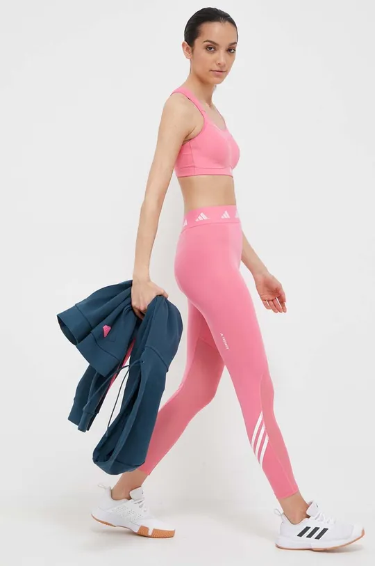 adidas Performance legginsy treningowe Techfit 3-Stripes różowy