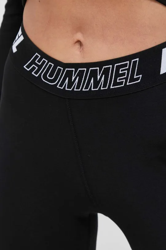 czarny Hummel legginsy hmlTE MAJA MID WAIST COTTON TIGHT