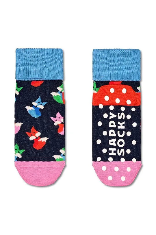 Detské ponožky Happy Socks Antislip Fox & Flower 2-pak tmavomodrá