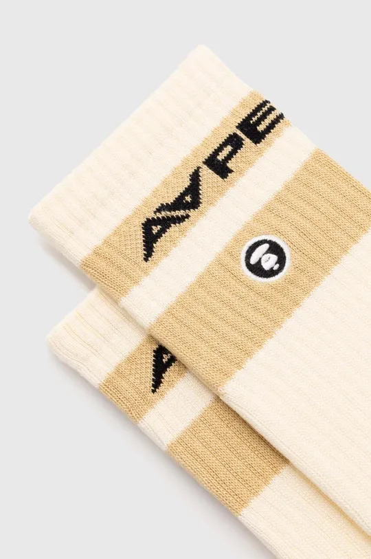 Ponožky AAPE Rib w/ Stripe béžová