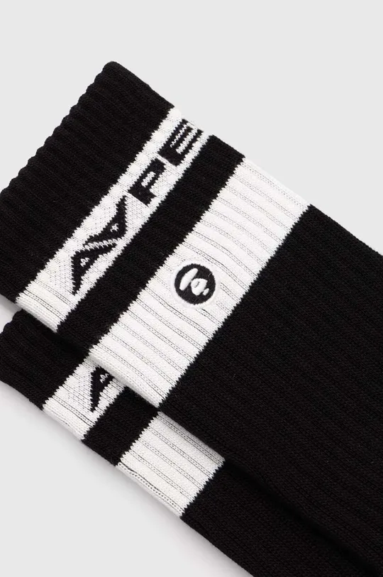 Κάλτσες AAPE Rib w/ Stripe μαύρο