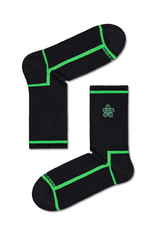čierna Ponožky Happy Socks Squiggly Flower 3/4 Crew Sock Unisex