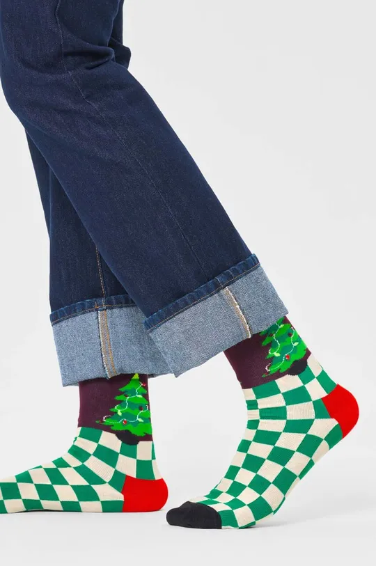Nogavice Happy Socks Christmas Tree Sock 86 % Bombaž, 12 % Poliamid, 2 % Elastan
