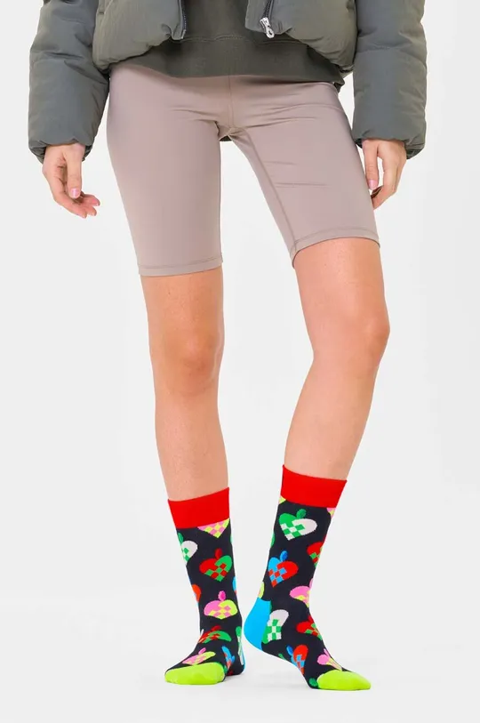 Κάλτσες Happy Socks Braided Christmas Heart Sock μαύρο