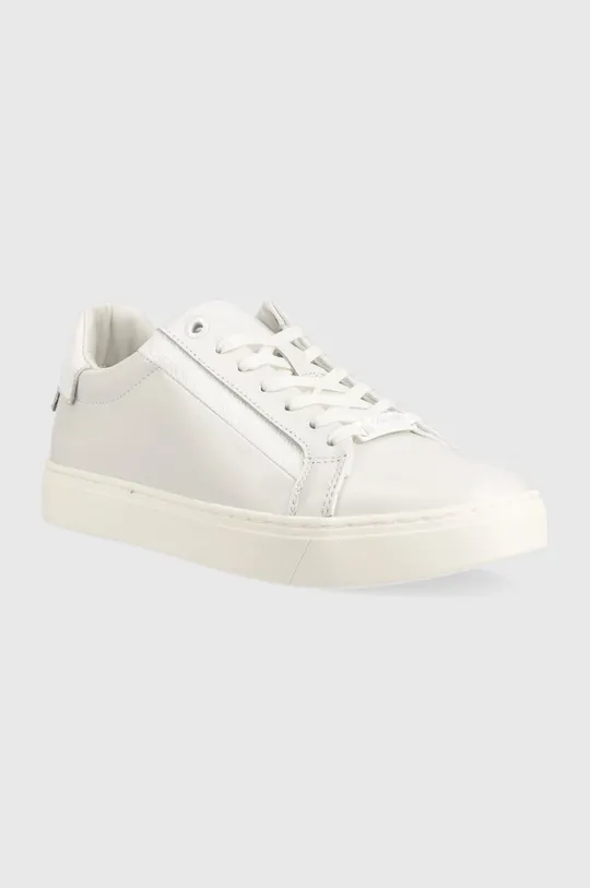 Calvin Klein sneakersy skórzane CLEAN CUP LACE UP-NA biały