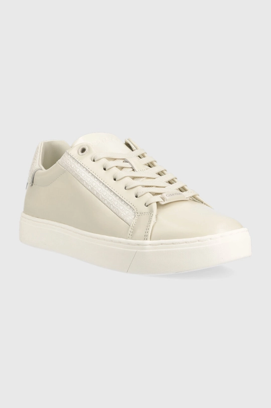 Calvin Klein sneakersy skórzane CLEAN CUP LACE UP-NA beżowy