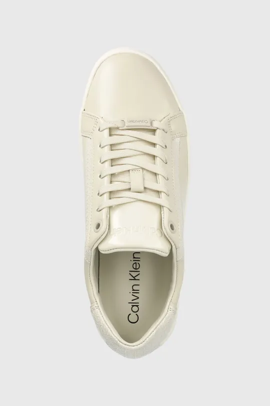 beige Calvin Klein sneakers in pelle CLEAN CUP LACE UP-NA