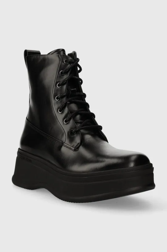 Шкіряні черевики Calvin Klein PITCHED COMBAT BOOT чорний