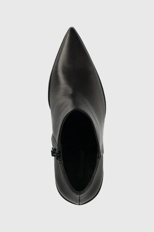 čierna Kožené členkové topánky Calvin Klein WRAP STILETTO ANKLE