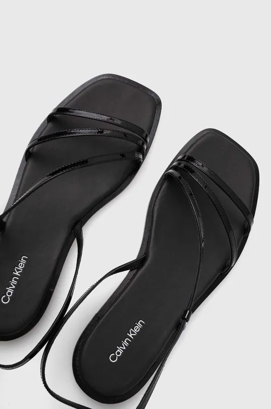 čierna Kožené sandále Calvin Klein SQUARED SANDAL