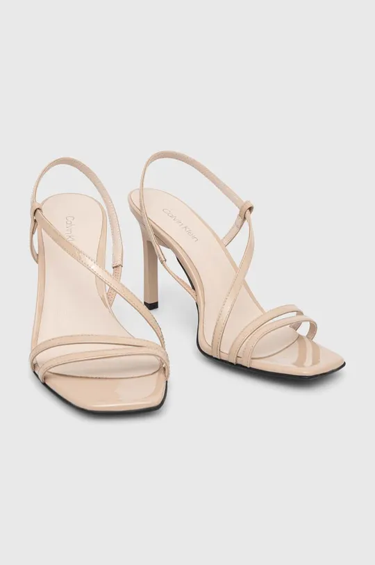 Kožené sandále Calvin Klein GEO STILETTO ASY SAN béžová