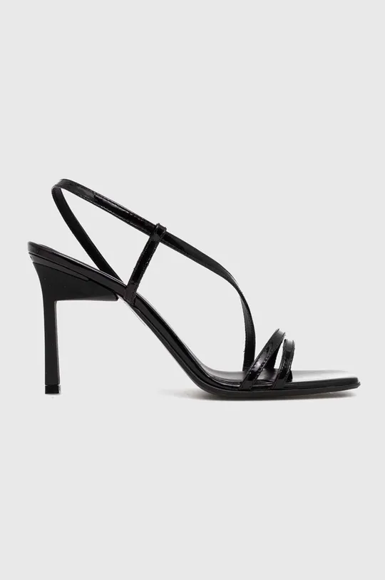 čierna Kožené sandále Calvin Klein GEO STILETTO ASY SAN Dámsky