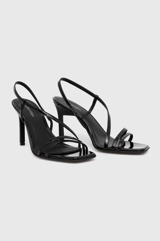 Usnjeni sandali Calvin Klein GEO STILETTO ASY SAN črna