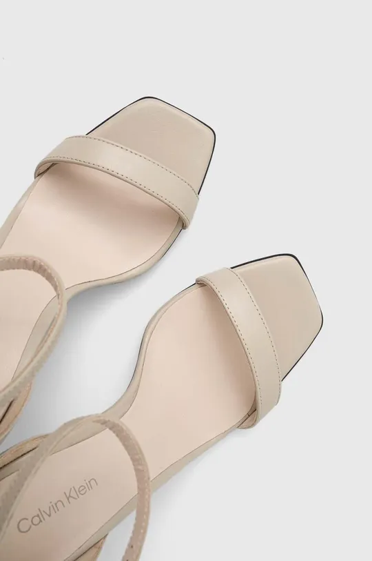 beżowy Calvin Klein sandały skórzane GEO STILETTO SANDAL
