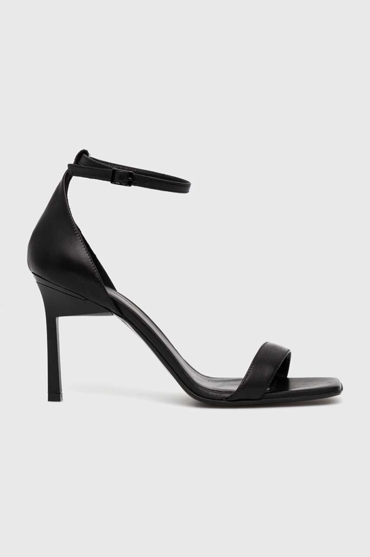 czarny Calvin Klein sandały skórzane GEO STILETTO SANDAL Damski