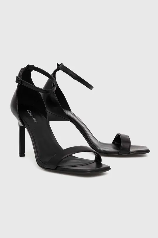 Шкіряні сандалі Calvin Klein GEO STILETTO SANDAL чорний