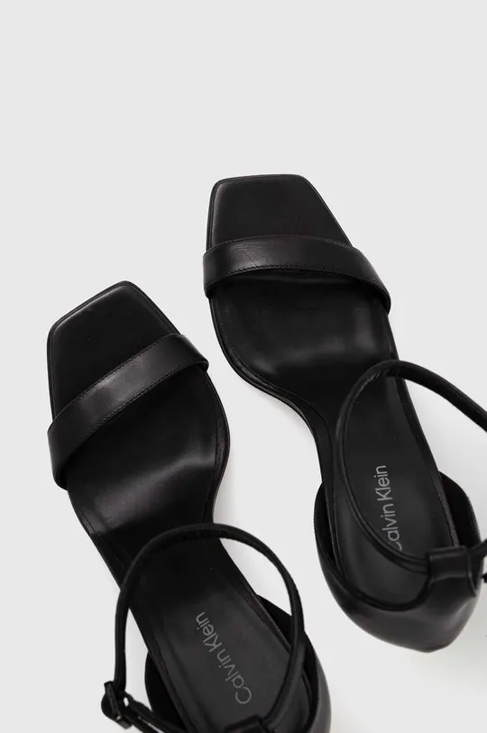 čierna Kožené sandále Calvin Klein GEO STILETTO SANDAL