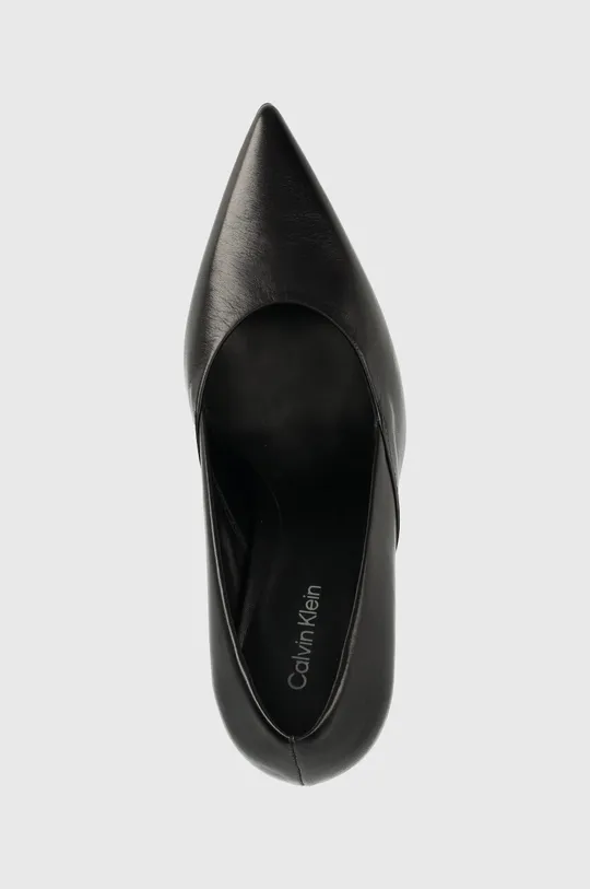czarny Calvin Klein szpilki skórzane GEO STILETTO PUMP 90
