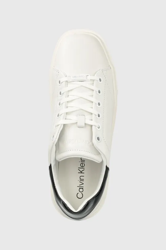 biały Calvin Klein sneakersy skórzane SQUARED FLATFORM CUP