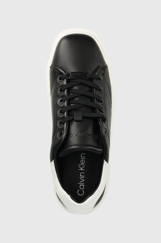 fekete Calvin Klein bőr sportcipő SQUARED FLATFORM CUP