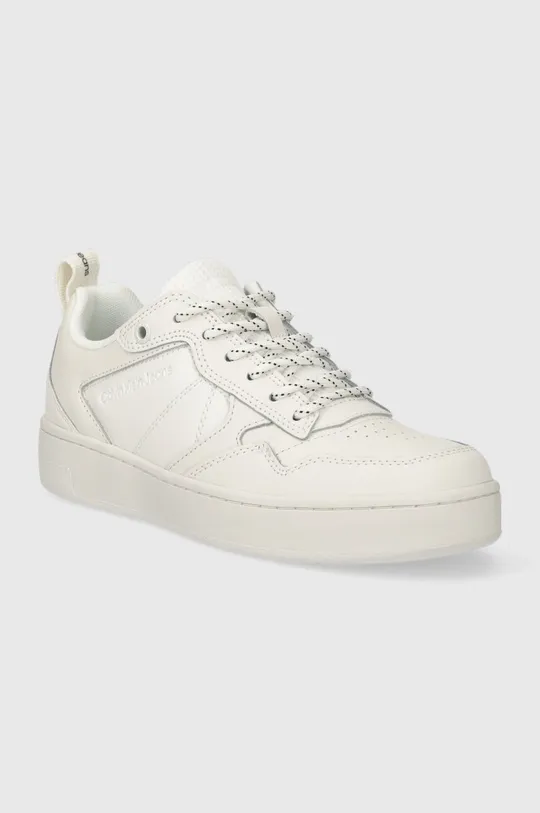 Δερμάτινα αθλητικά παπούτσια Calvin Klein Jeans BASKET CUPSOLE LACEU λευκό