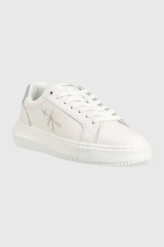 Δερμάτινα αθλητικά παπούτσια Calvin Klein Jeans CHUNKY CUPSOLE LACEU λευκό