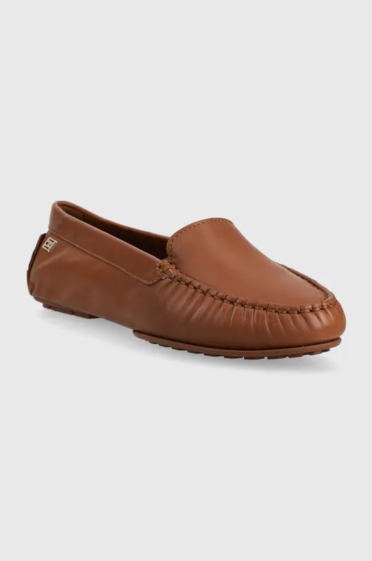 Δερμάτινα μοκασίνια Tommy Hilfiger ESSENTIAL CHIC MOCASSIN καφέ