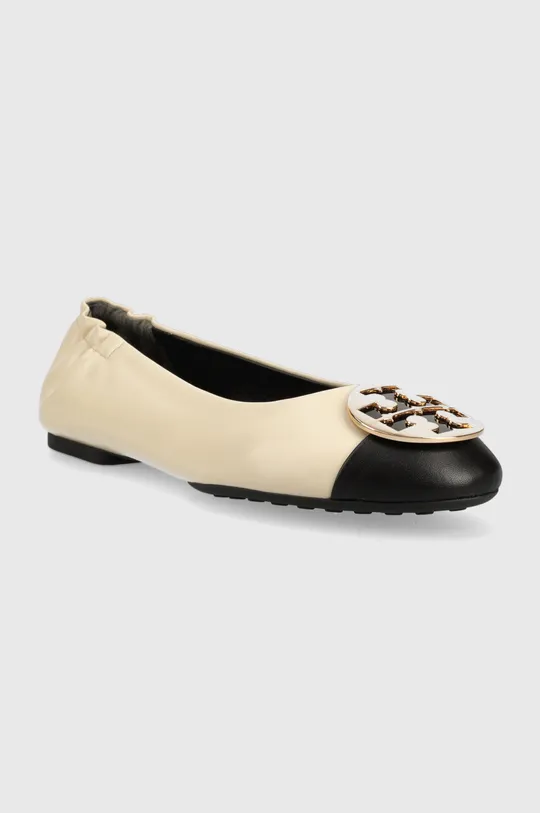 Шкіряні балетки Tory Burch Claire Cap Toe Ballet бежевий